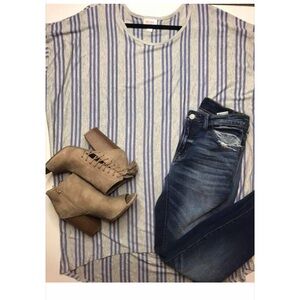 Irma Striped Blue & Gray Women's Top•2XL